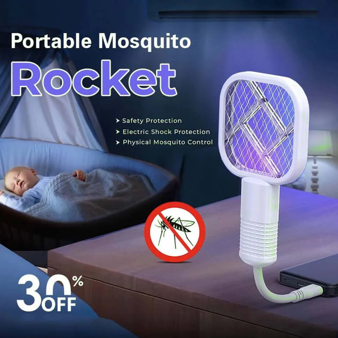 Mini USB Electric Mosquito Racket, Rechargeable Summer Fly Swatters Trap, Mosquito Swatter UV Light Sharp Sparking Racket